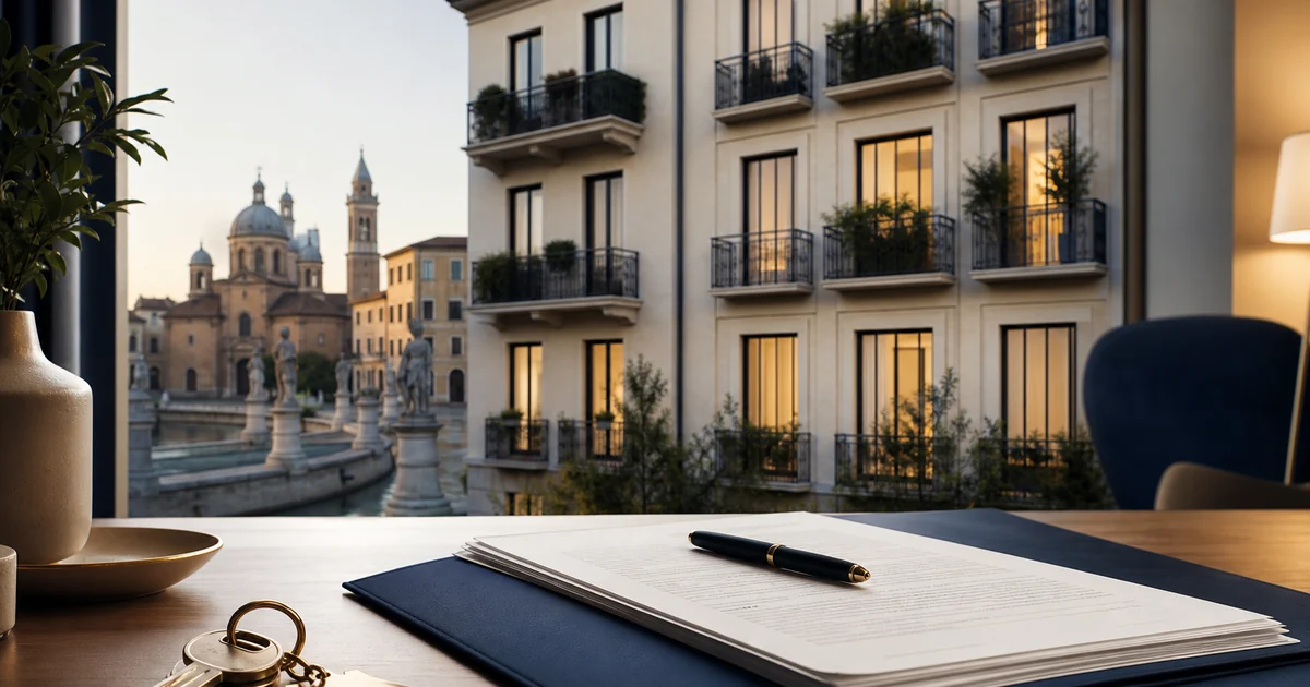 Canoni affitto Padova e studenti universitari — illustrazione editoriale mercato locazioni FIMAA Q1 2026