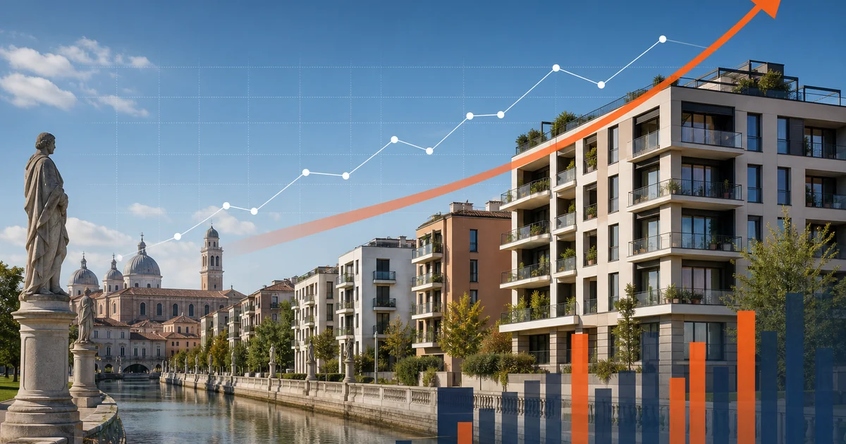 Grafico compravendite immobiliari Italia Q1 2026 — illustrazione editoriale dati Agenzia delle Entrate e mercato padovano