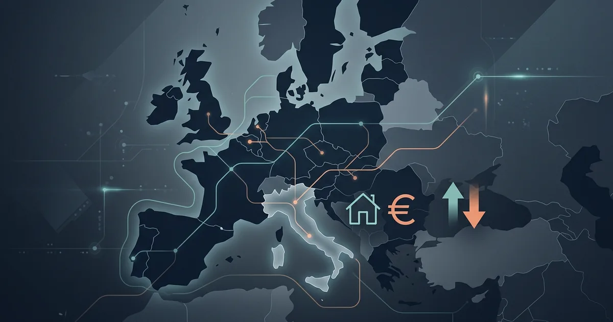 Mappa astratta Europa energia mercato immobiliare Italia editoriale