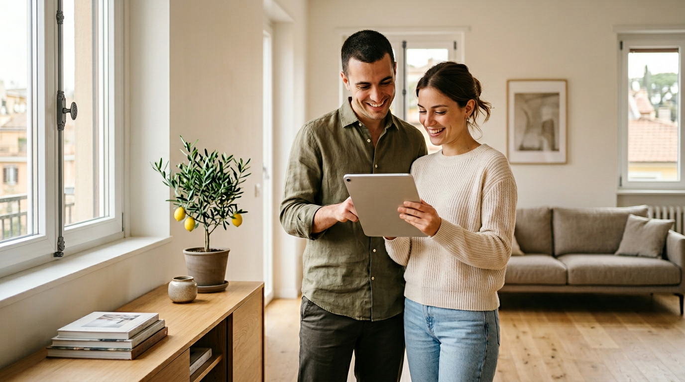 Giovane coppia che valuta mutuo e acquisto casa nel Padovano
